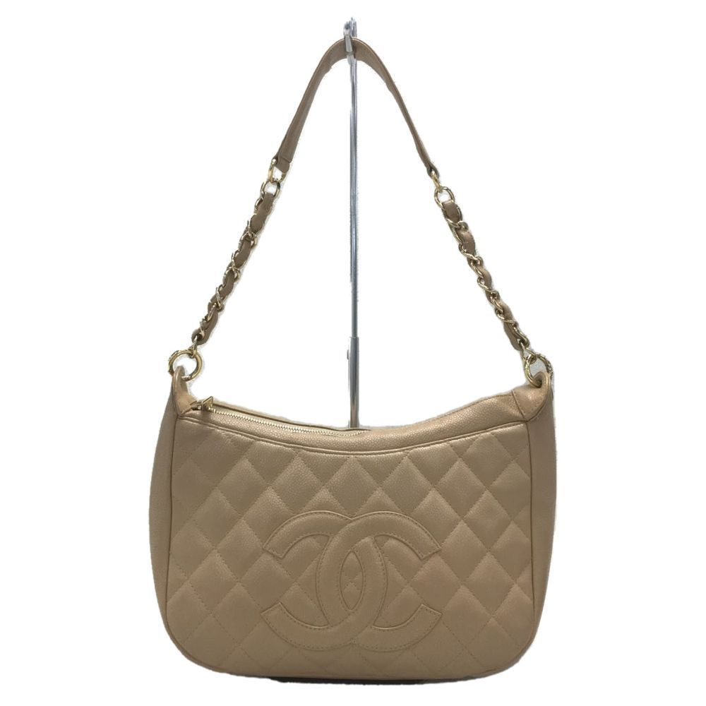 Chanel Chain Shoulder Leather Beige Shoulder Bag